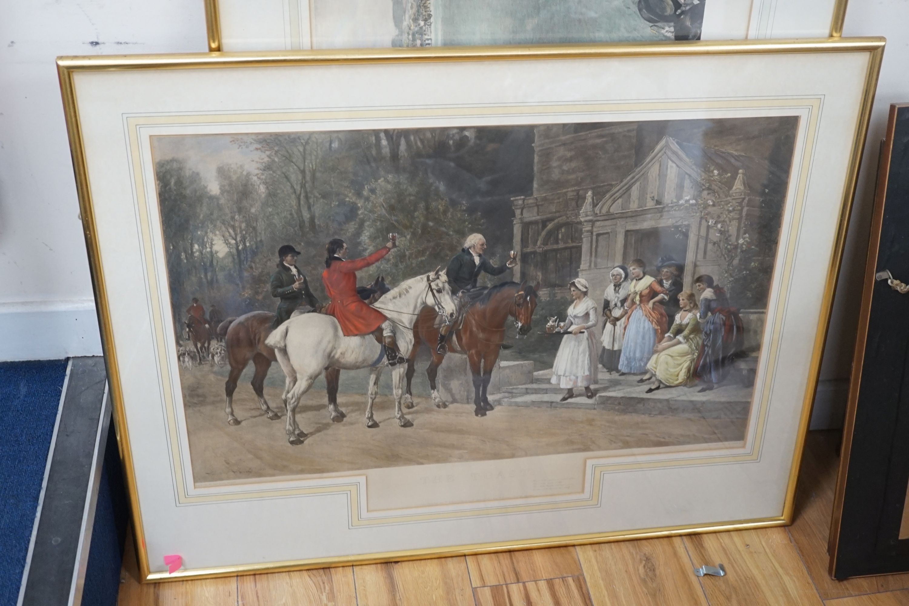 Two equestrian coloured prints - ‘’The Toast’’ and ‘’The Kings Derby (1909), The latter 49.5 cm x 76 cm